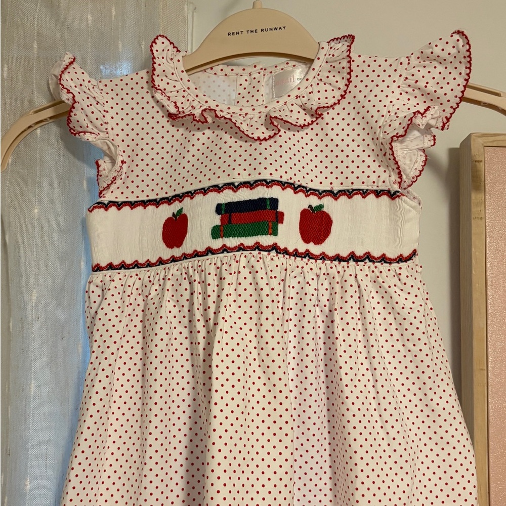 Red Dot Pique Smocked Books And Apple Top